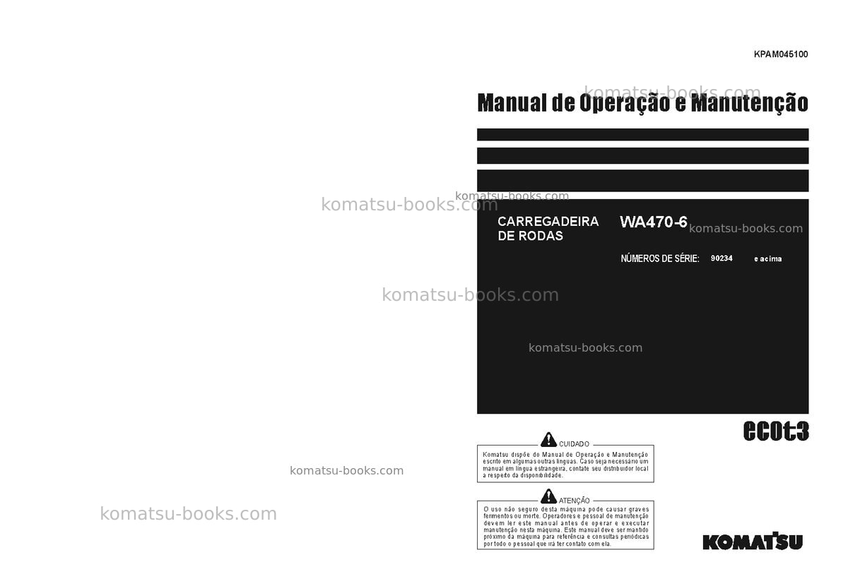 Komatsu wa470-6jpn Manual de operação capa Komatsu wa470-6jpn Manual de operação capa