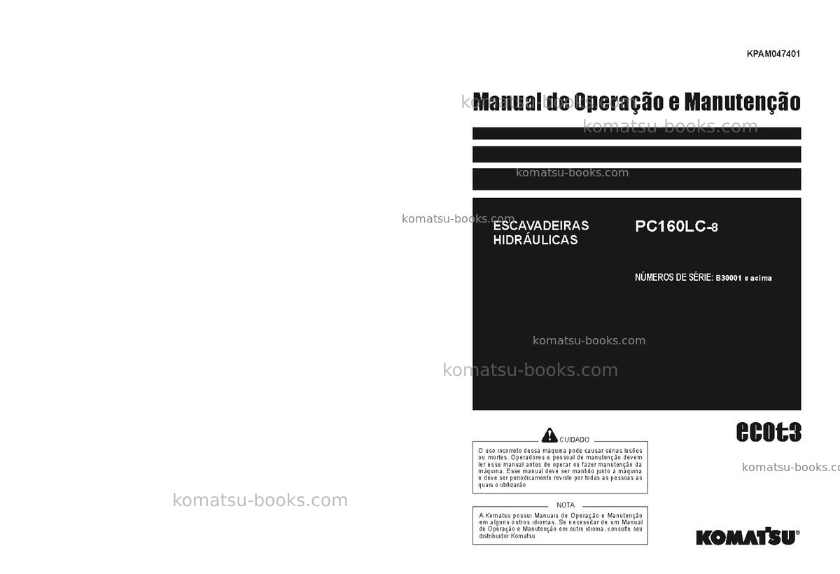 Komatsu pc160lc-8bra Manual de operação capa
