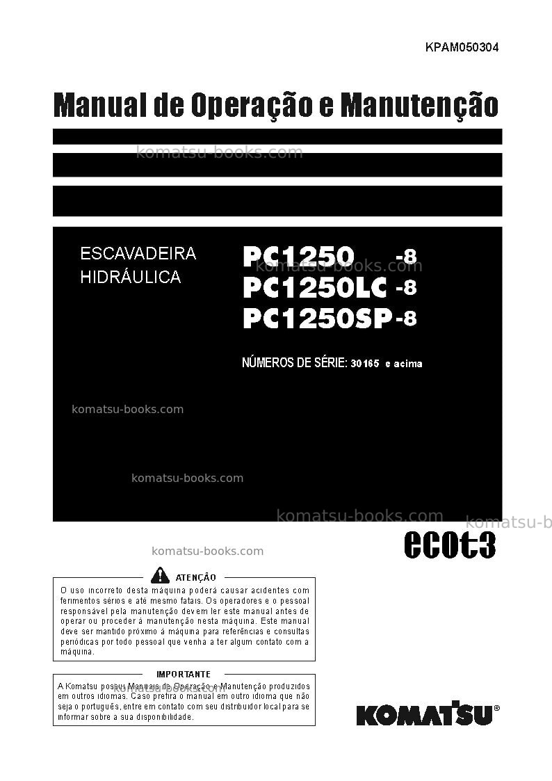 Komatsu pc1250lc-8jpn Manual de operação capa