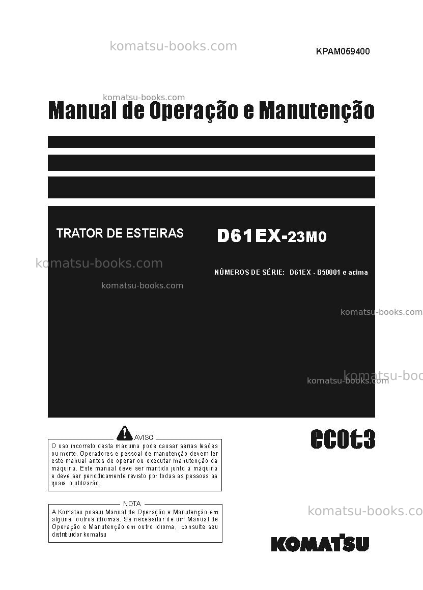 Komatsu d61ex-23bra-m0 Manual de operação capa