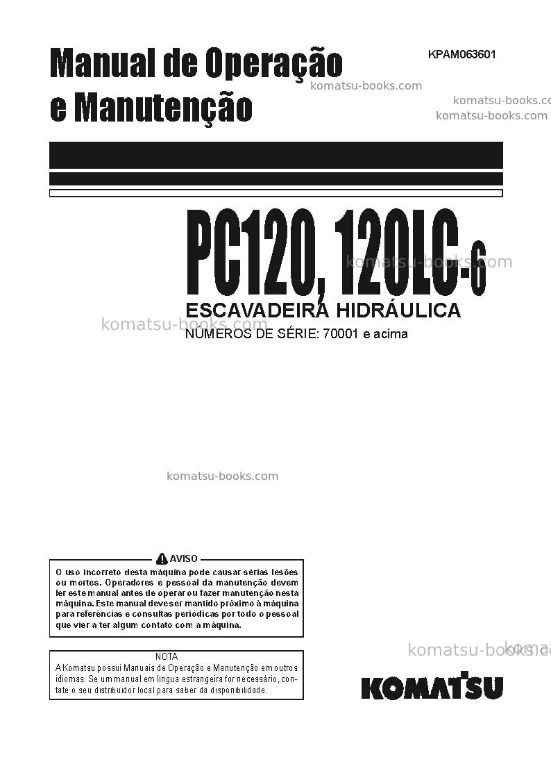 Komatsu pc120lc-6jpn Manual de operação capa