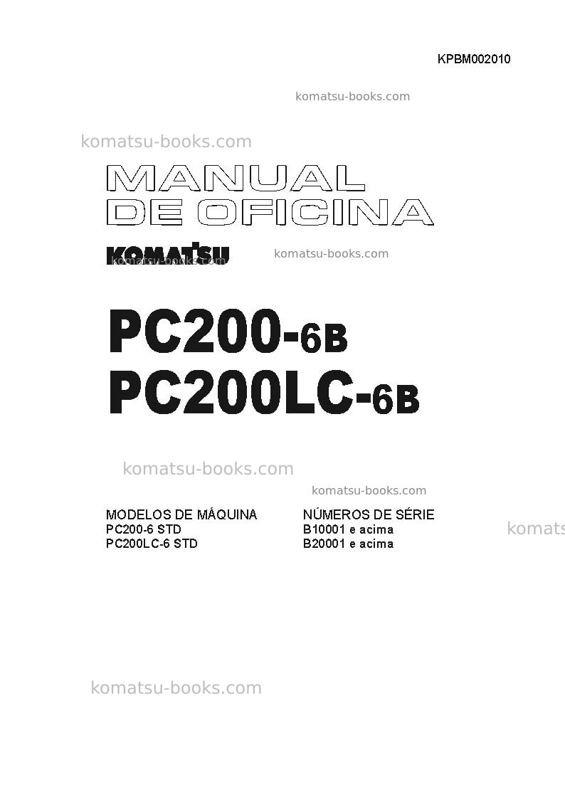 Komatsu pc200-6bra Reparo e manutenção capa Komatsu pc200-6bra Reparo e manutenção capa