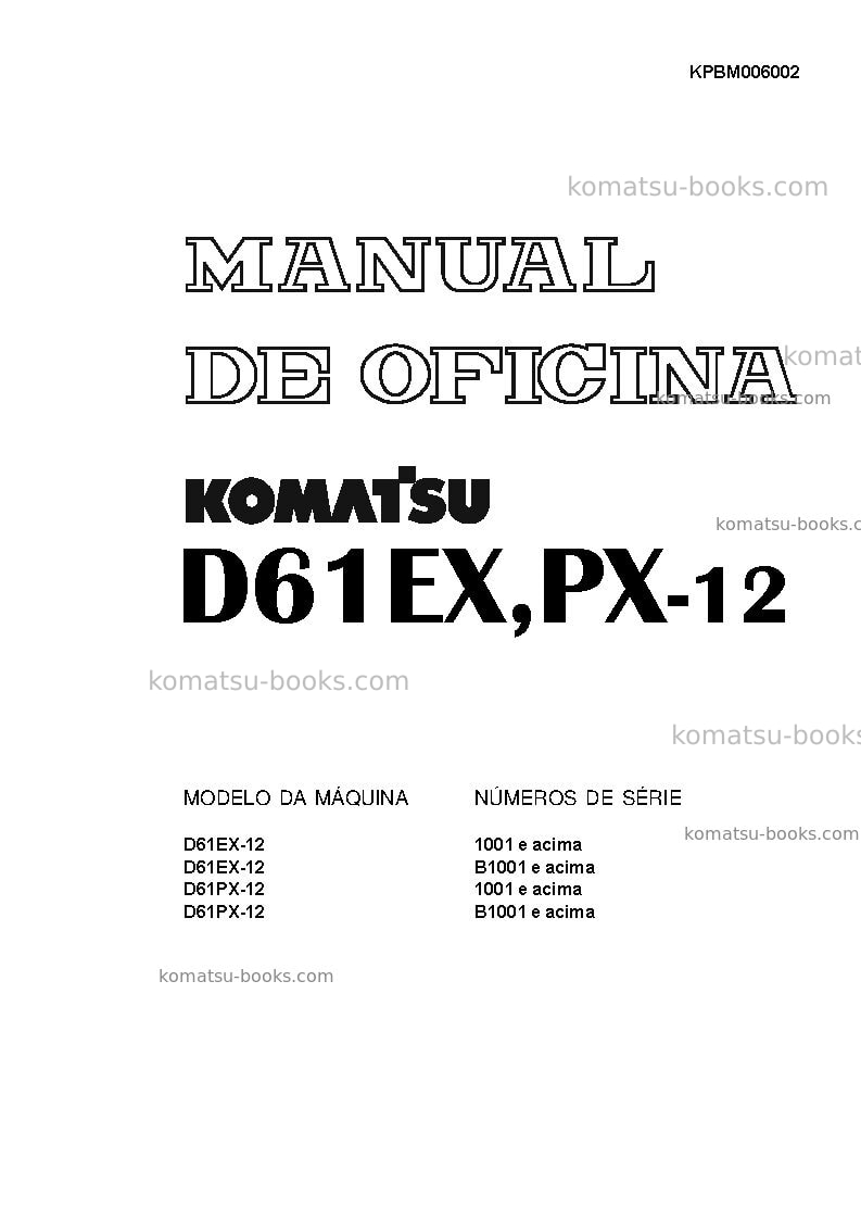 Komatsu d61ex-12bra Reparo e manutenção capa Komatsu d61ex-12bra Reparo e manutenção capa