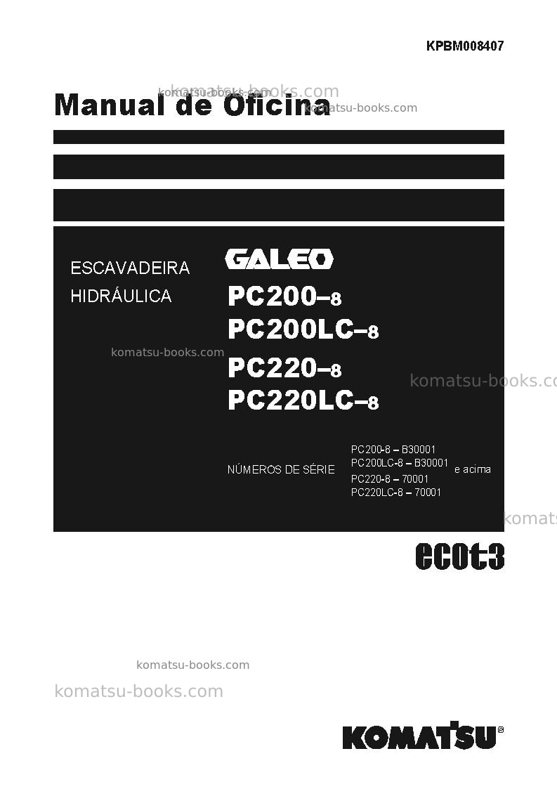 Komatsu pc220-8jpn Reparo e manutenção capa Komatsu pc220-8jpn Reparo e manutenção capa