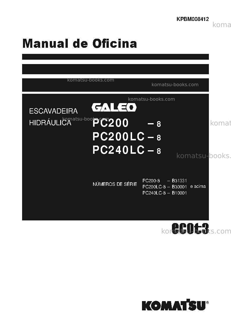 Komatsu pc240lc-8bra Reparo e manutenção capa Komatsu pc240lc-8bra Reparo e manutenção capa