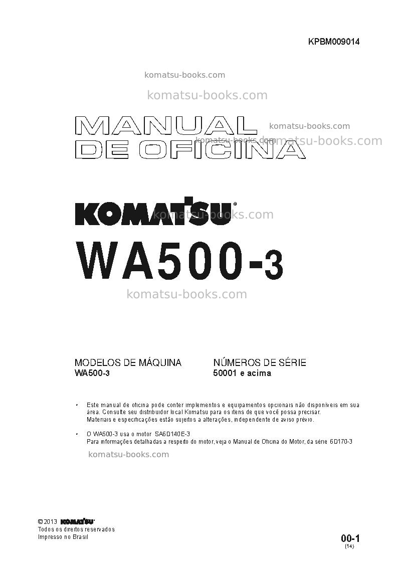 Komatsu wa500-3jpn Reparo e manutenção capa