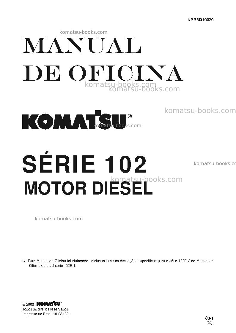 Komatsu 102 seriesbra Reparo e manutenção capa Komatsu 102 seriesbra Reparo e manutenção capa