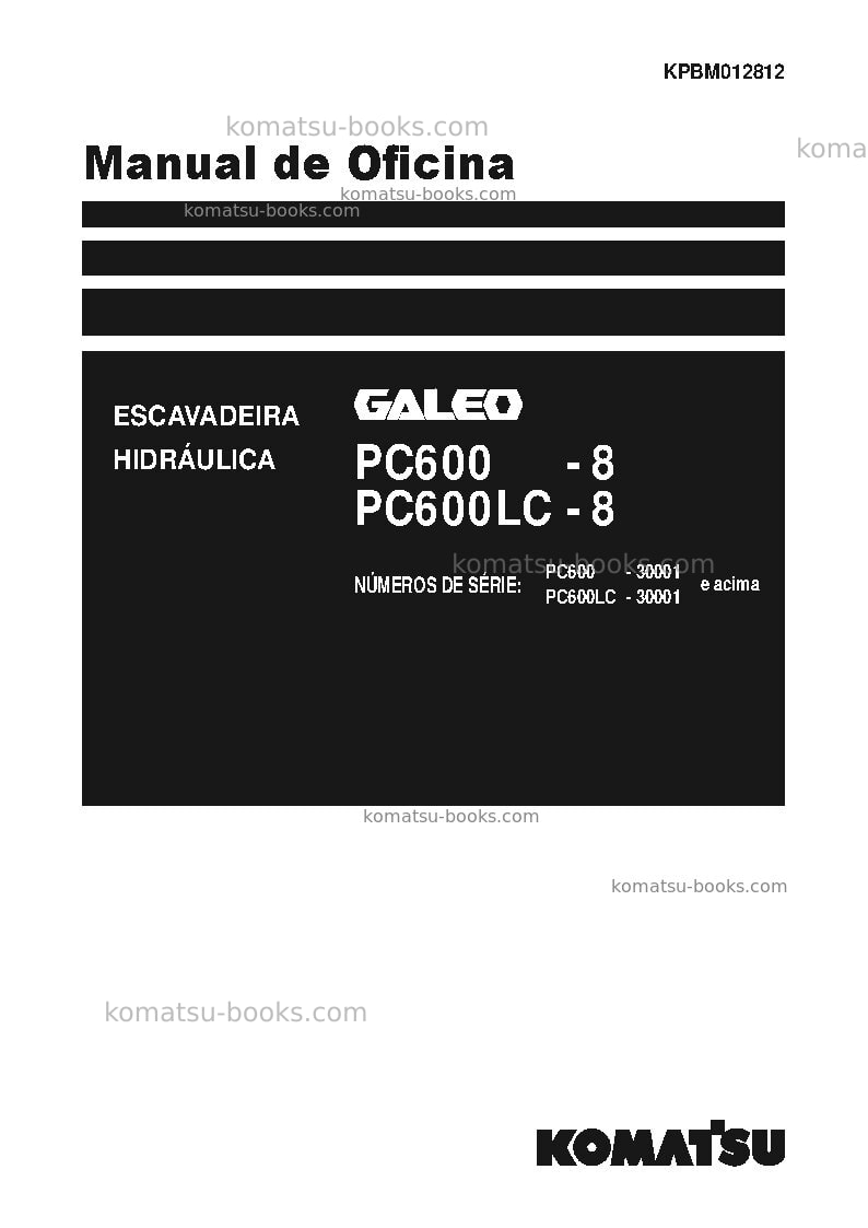Komatsu pc600lc-8jpn Reparo e manutenção capa