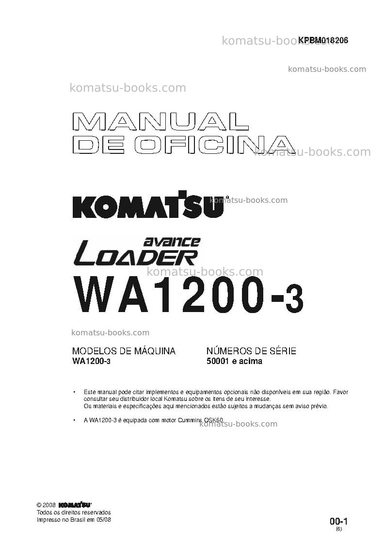Komatsu wa1200-3jpn Reparo e manutenção capa