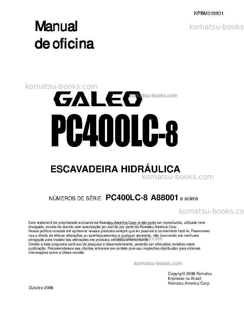 Komatsu pc400lc-8usa Reparo e manutenção capa