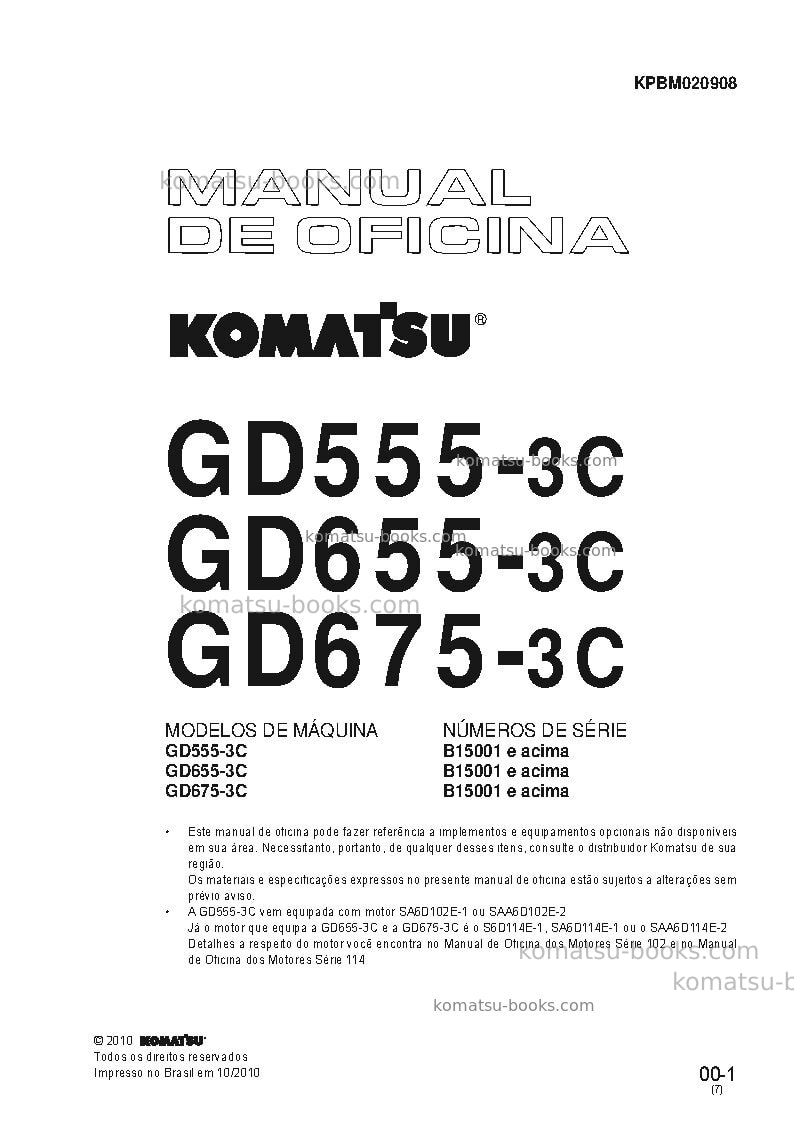 Komatsu gd655-3cbra Reparo e manutenção capa Komatsu gd655-3cbra Reparo e manutenção capa