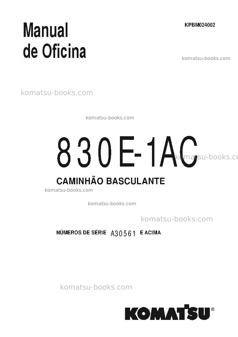 Komatsu 830e-1usa-ac Reparo e manutenção capa