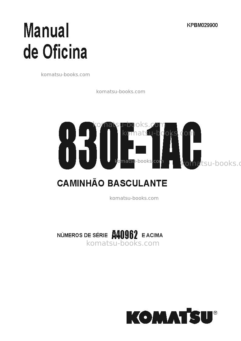Komatsu 830e-1usa-ac Reparo e manutenção capa