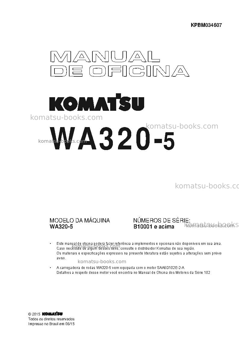 Komatsu wa320-5bra Reparo e manutenção capa