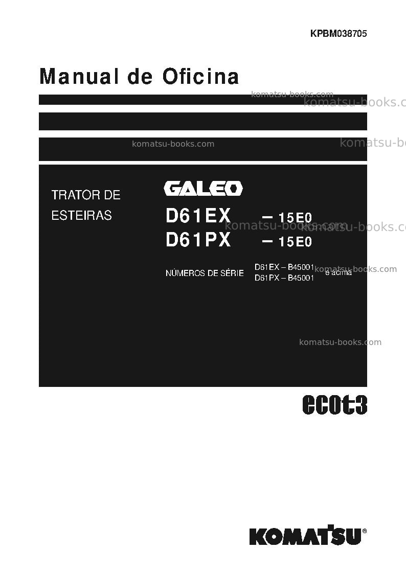 Komatsu d61ex-15bra-e0 Reparo e manutenção capa Komatsu d61ex-15bra-e0 Reparo e manutenção capa