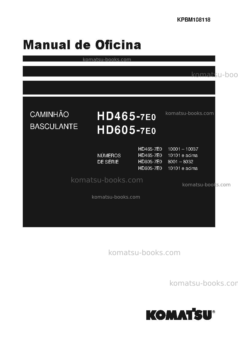 Komatsu hd465-7jpn-e0 Reparo e manutenção capa Komatsu hd465-7jpn-e0 Reparo e manutenção capa