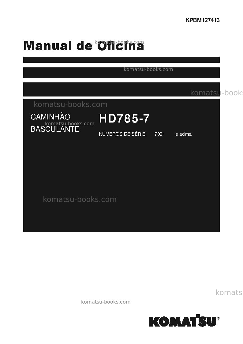Komatsu hd785-7jpn Reparo e manutenção capa