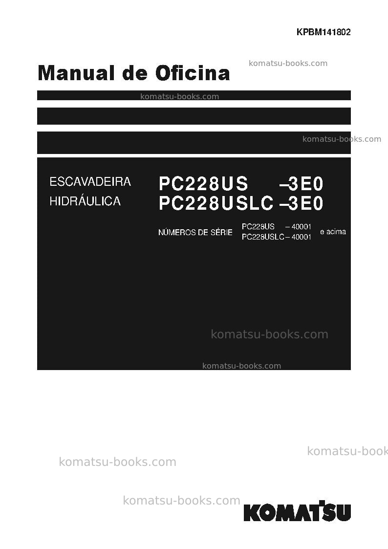 Komatsu pc228uslc-3jpn-e0 Reparo e manutenção capa Komatsu pc228uslc-3jpn-e0 Reparo e manutenção capa
