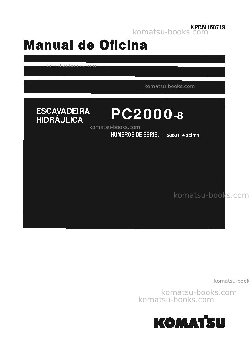 Komatsu pc2000-8jpn Reparo e manutenção capa Komatsu pc2000-8jpn Reparo e manutenção capa