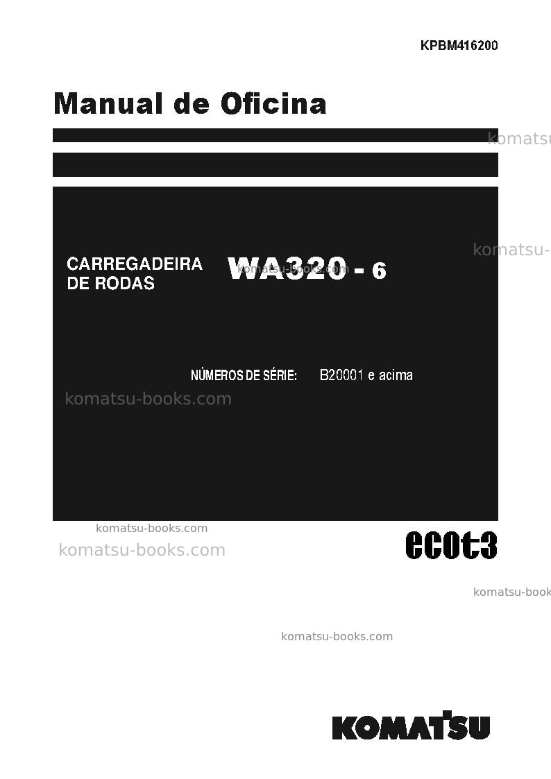 Komatsu wa320-6bra Reparo e manutenção capa