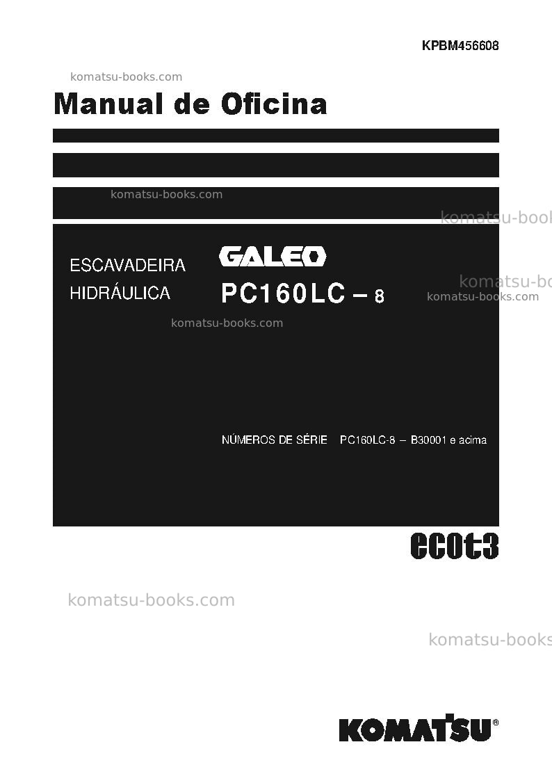 Komatsu pc160lc-8bra Reparo e manutenção capa Komatsu pc160lc-8bra Reparo e manutenção capa