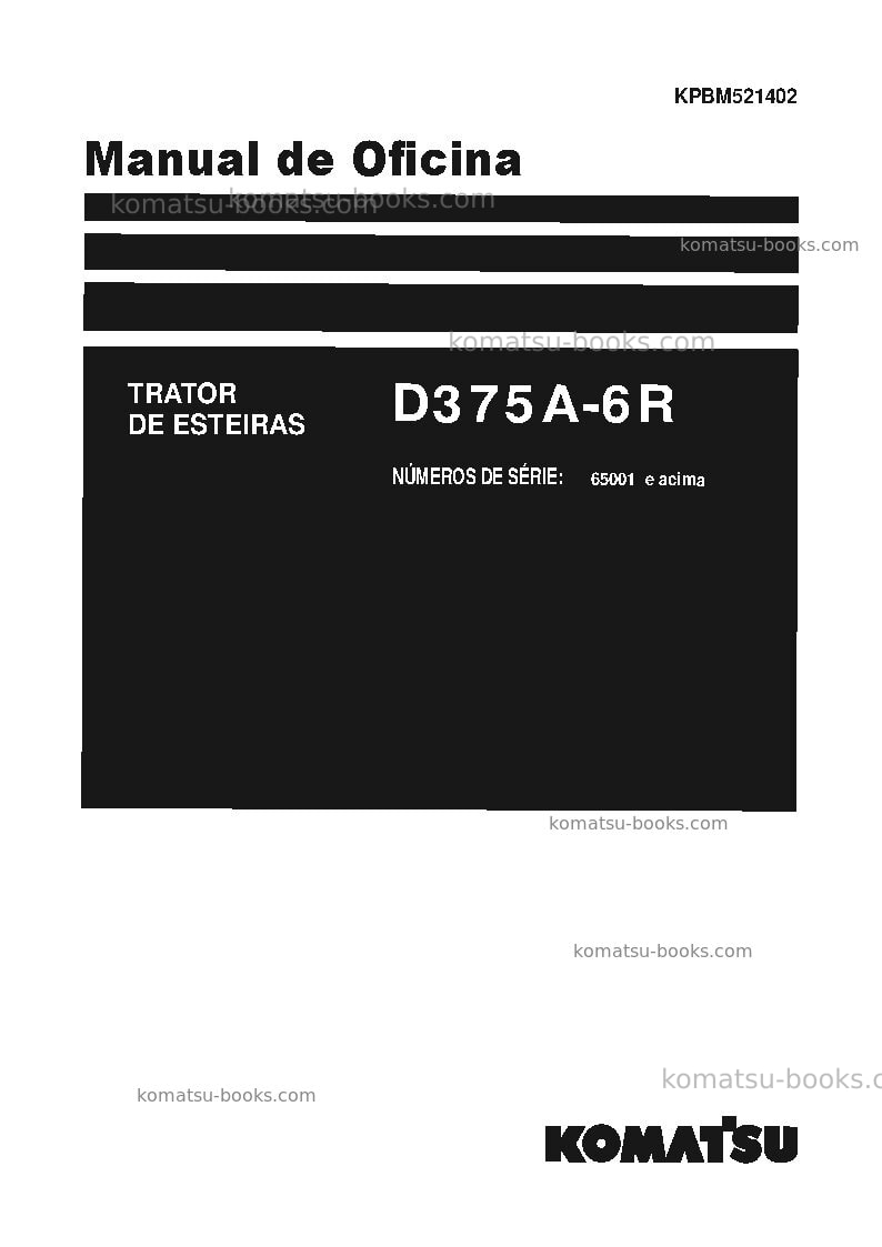 Komatsu d375a-6jpn-r Reparo e manutenção capa