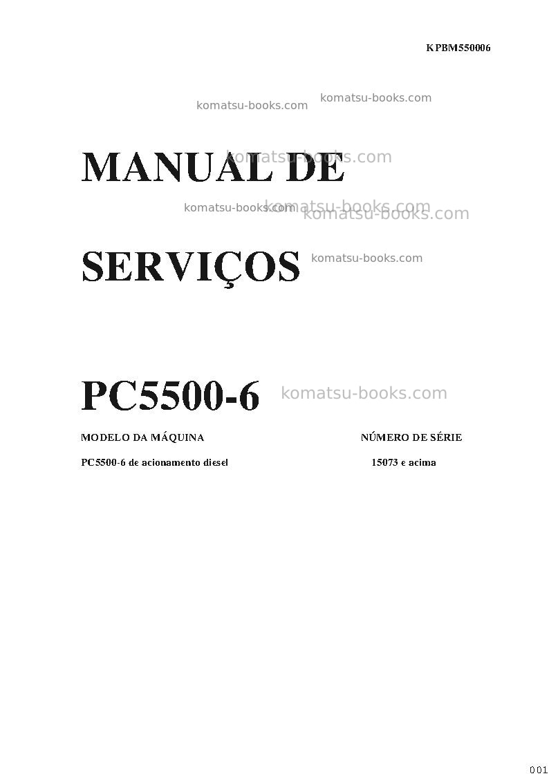 Komatsu pc5500-6deu Reparo e manutenção capa Komatsu pc5500-6deu Reparo e manutenção capa
