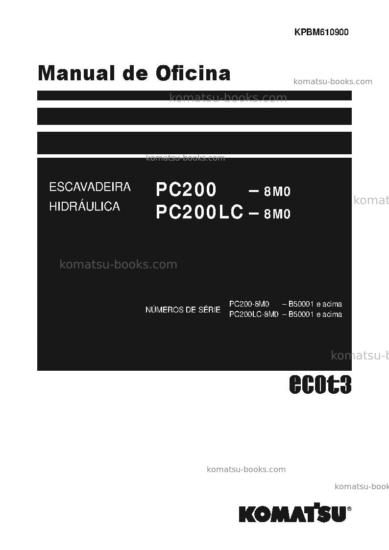Komatsu pc200-8bra-m0 Reparo e manutenção capa Komatsu pc200-8bra-m0 Reparo e manutenção capa