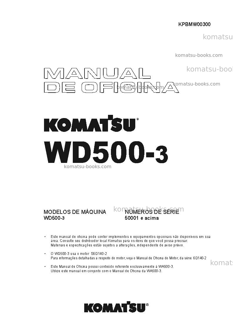 Komatsu wd500-3jpn Reparación y mantenimiento cover