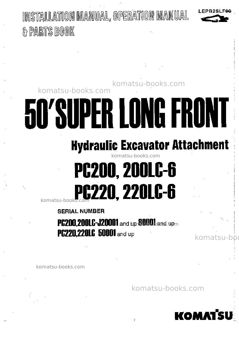 Komatsu pc200slf-6idn Operation manual cover Komatsu pc200slf-6idn Operation manual cover