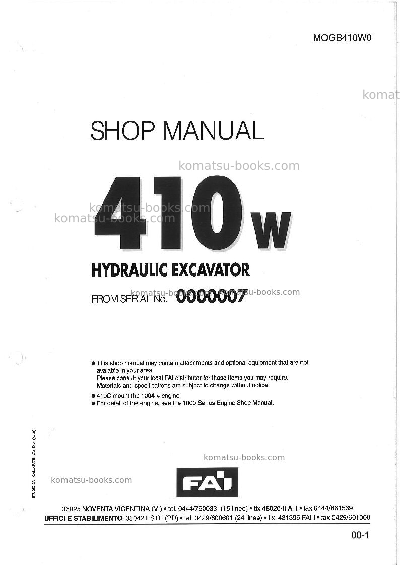 Komatsu 410wita Repair & maintenance cover Komatsu 410wita Repair & maintenance cover