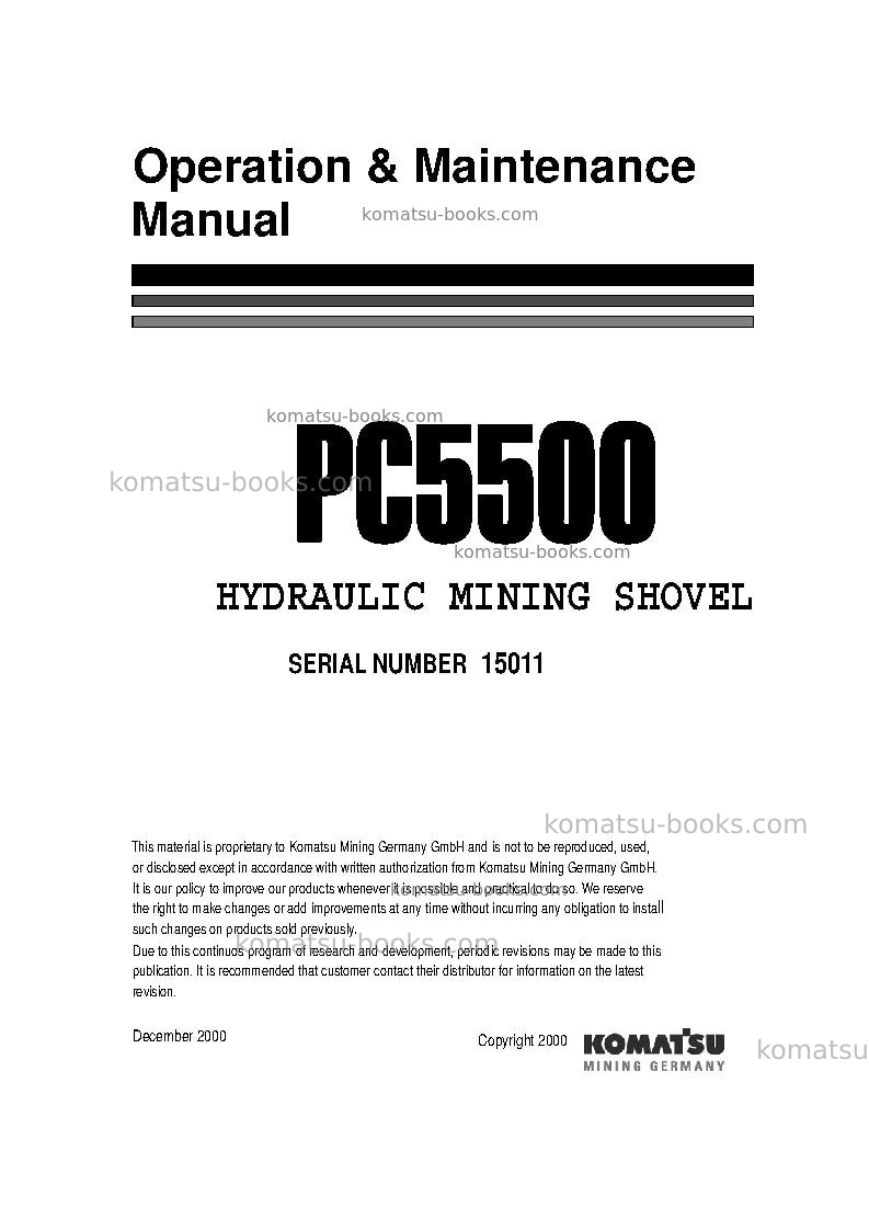 Komatsu pc5500-1deu Operation manual cover Komatsu pc5500-1deu Operation manual cover