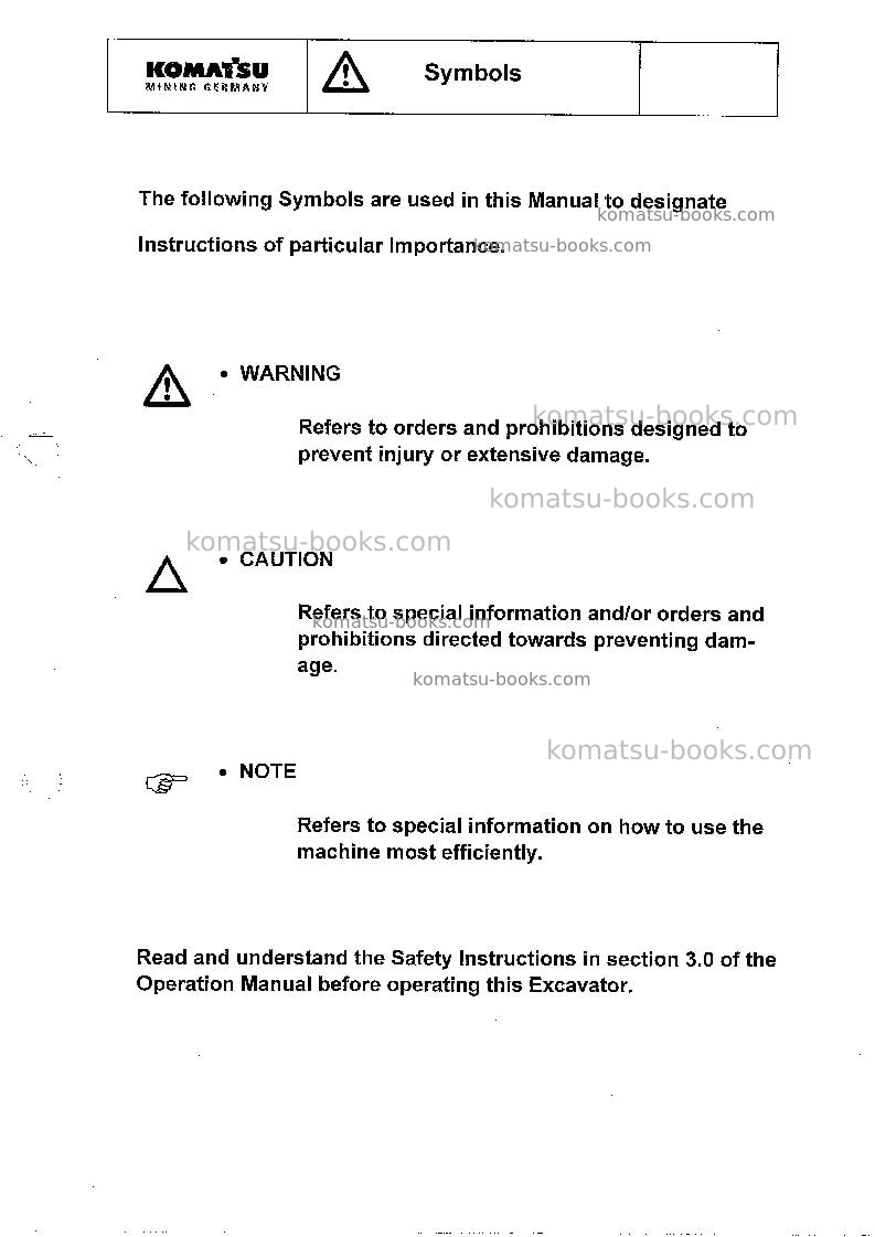 Komatsu pc8000-1deu Operation manual cover