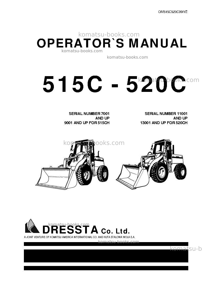 Komatsu 515ch Operation manual cover Komatsu 515ch Operation manual cover