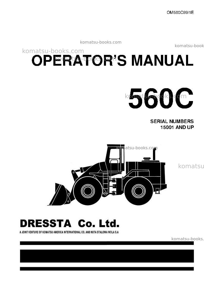 Komatsu 560c Operation manual cover Komatsu 560c Operation manual cover