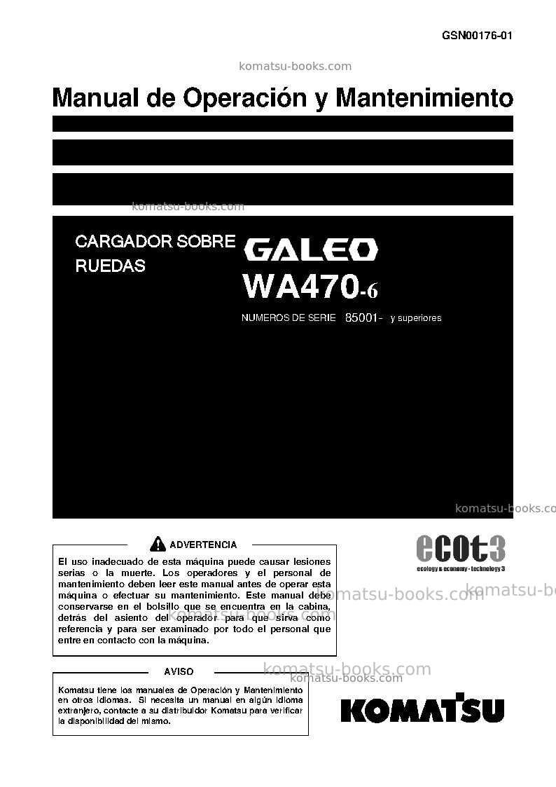Komatsu wa470-6jpn Manual de operación cover Komatsu wa470-6jpn Manual de operación cover