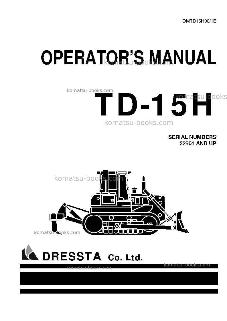 Komatsu td-15h Operation manual cover Komatsu td-15h Operation manual cover