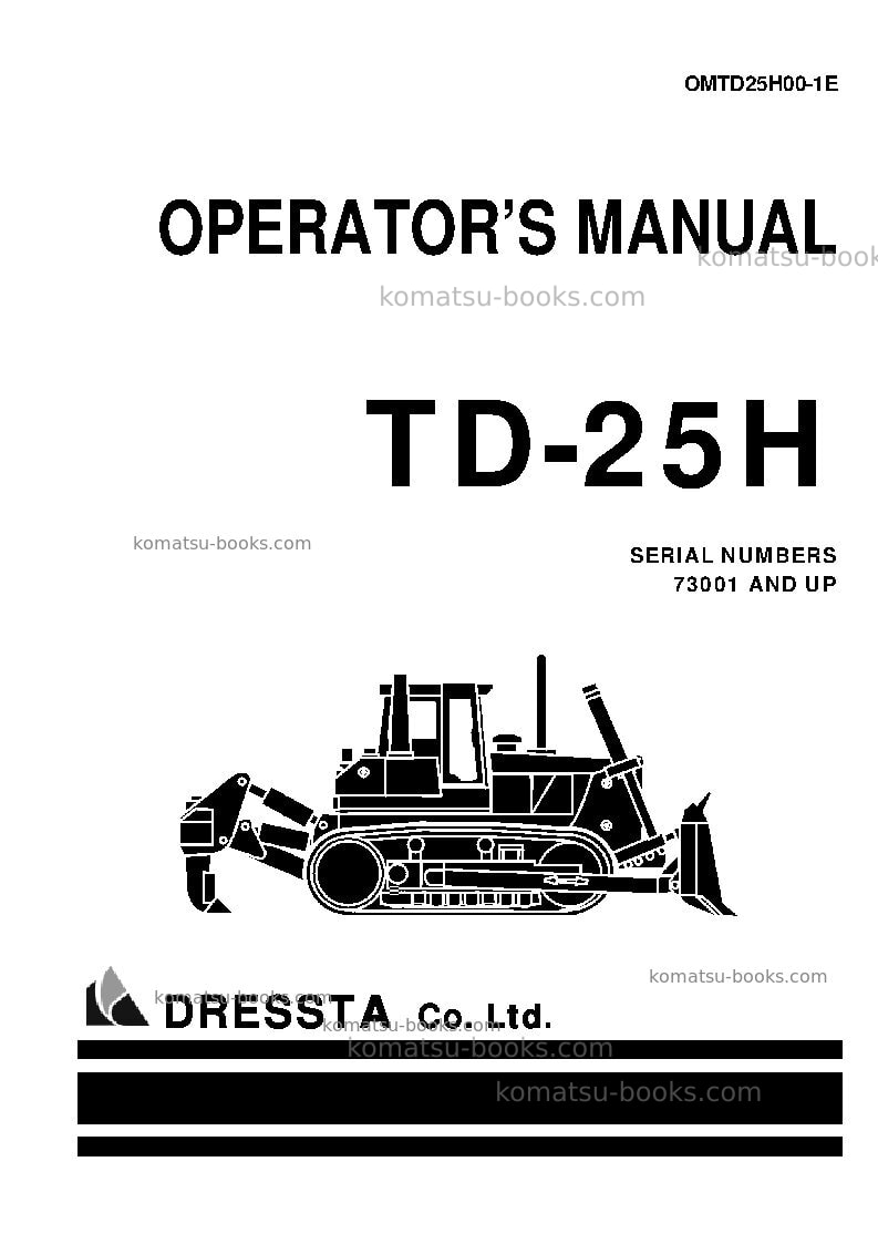 Komatsu td-25h Operation manual cover