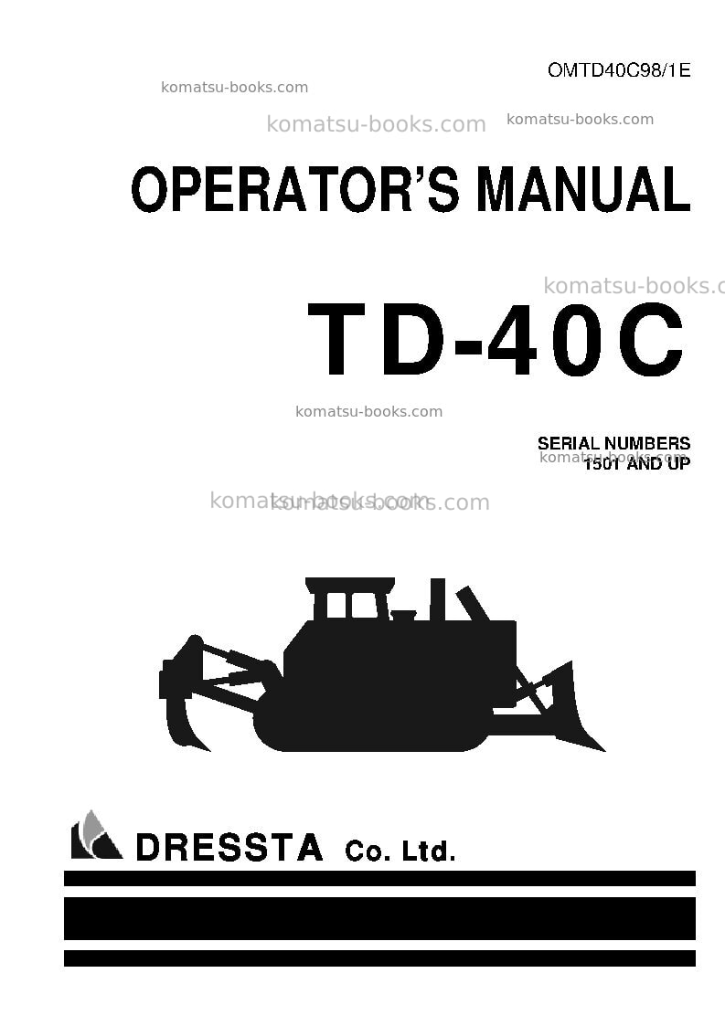 Komatsu td-40c Operation manual cover Komatsu td-40c Operation manual cover