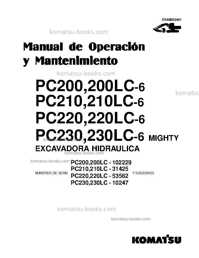 Komatsu pc200lc-6jpn Manual de operación cover
