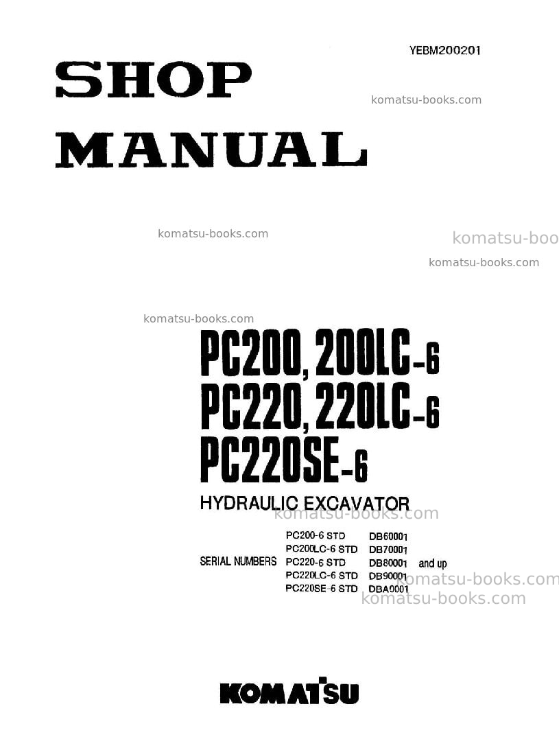 Komatsu pc200-6chn-a Repair & maintenance cover