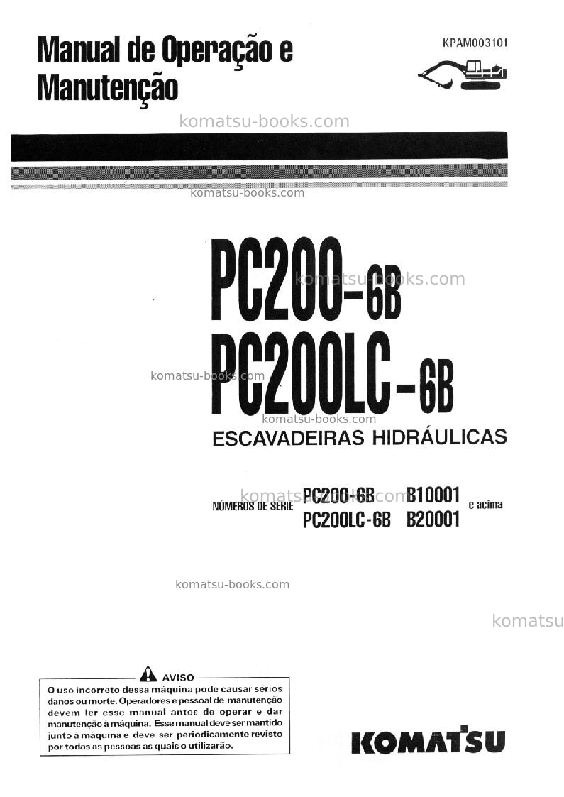 Komatsu pc200-6bra Manual de operação capa