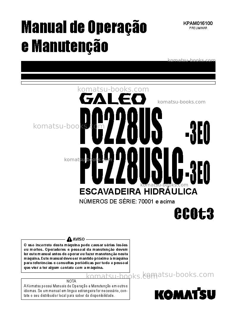 Komatsu pc228us-3jpn-e0 Manual de operação capa