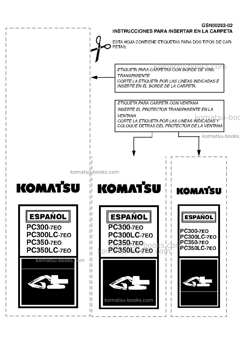 Komatsu pc300-7jpn-e0, work equipment grease 500h Reparación y mantenimiento cover