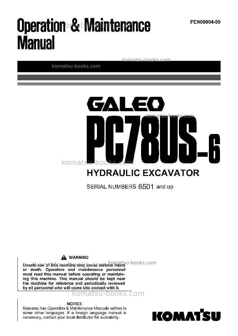 Komatsu pc78us-6jpn Operation manual cover Komatsu pc78us-6jpn Operation manual cover