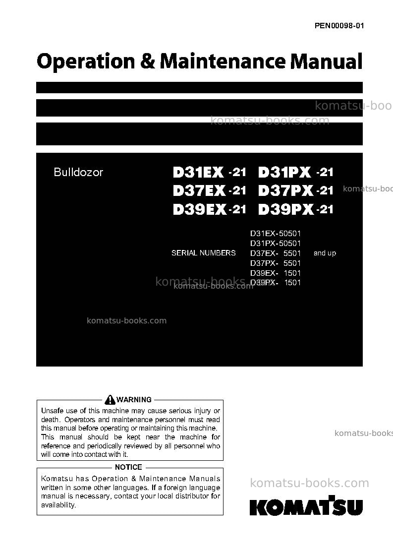 Komatsu d39ex-21jpn-minor change Operation manual cover Komatsu d39ex-21jpn-minor change Operation manual cover