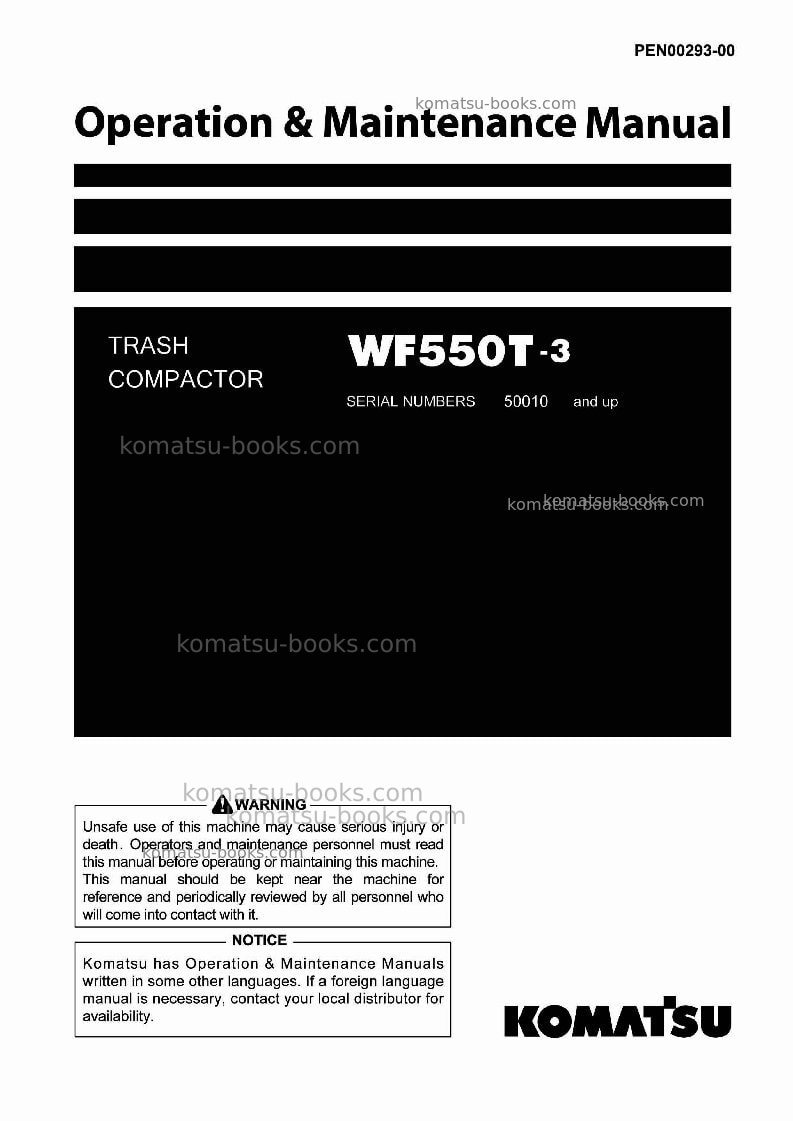 Komatsu wf550t-3jpn Operation manual cover Komatsu wf550t-3jpn Operation manual cover