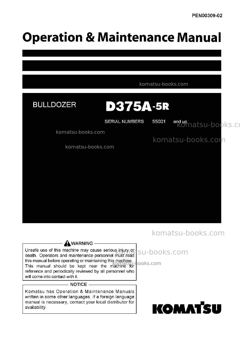 Komatsu d375a-5jpn-r Operation manual cover Komatsu d375a-5jpn-r Operation manual cover