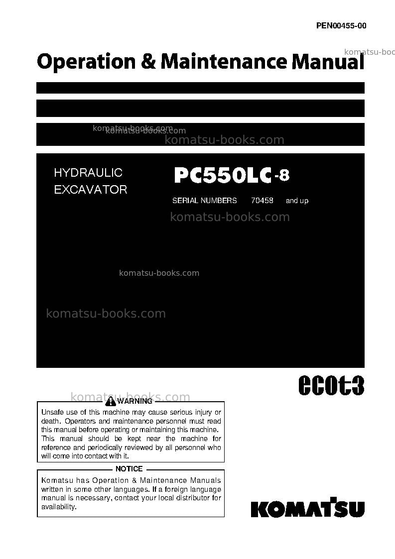Komatsu pc550lc-8jpn-for turkey Operation manual cover