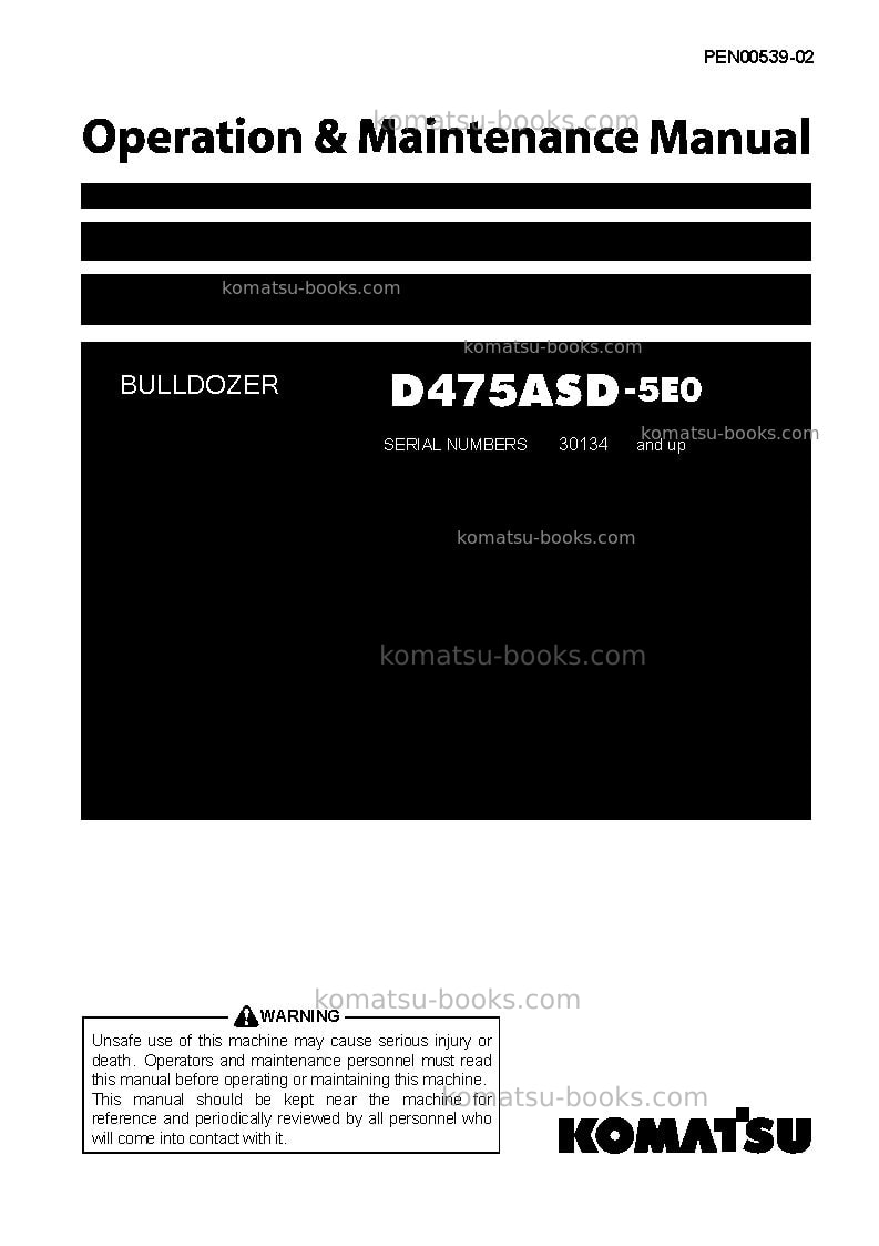 Komatsu d475asd-5jpn-tier2, super dozer Operation manual cover Komatsu d475asd-5jpn-tier2, super dozer Operation manual cover